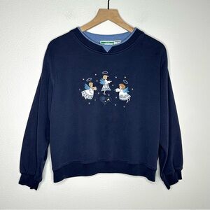 Vintage Shenanigans Blue Crewneck Angels Sweatshirt Sz M Embroidered Grannycore